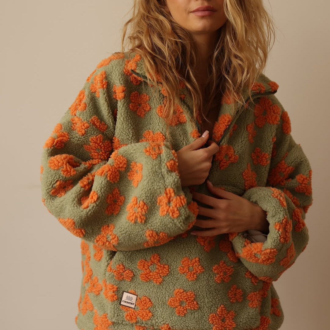 Beeckhoven™ | Warme Fleece Trui Met Bloemenprint