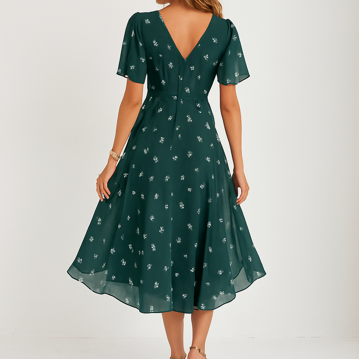 Theresia | Elegante Bloemenjurk met Zwierige Pasvorm