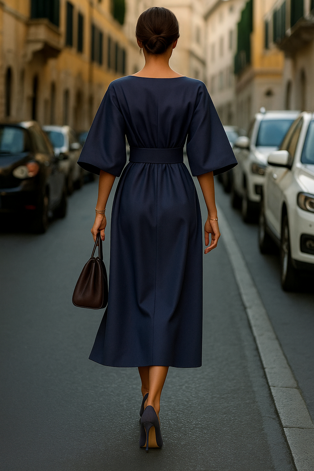 Samara | Elegant Balloon-Sleeve Midi Dress