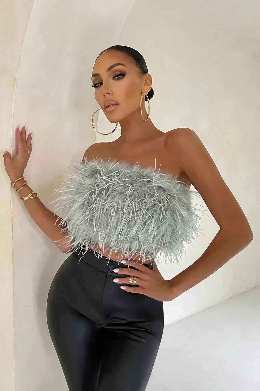 Genevieve | Feather Crop Top