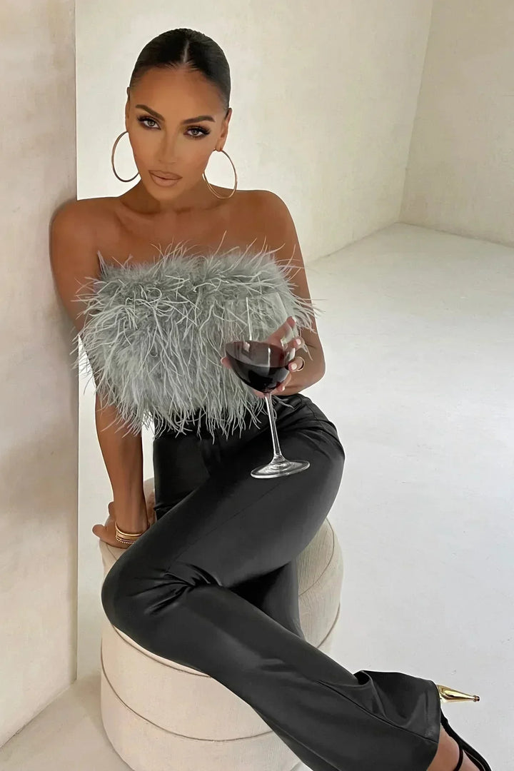 Genevieve | Feather Crop Top