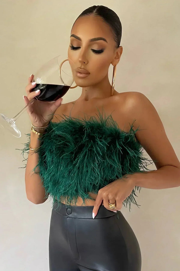 Genevieve | Feather Crop Top