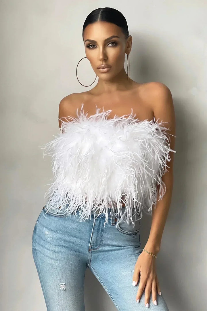 Genevieve | Feather Crop Top