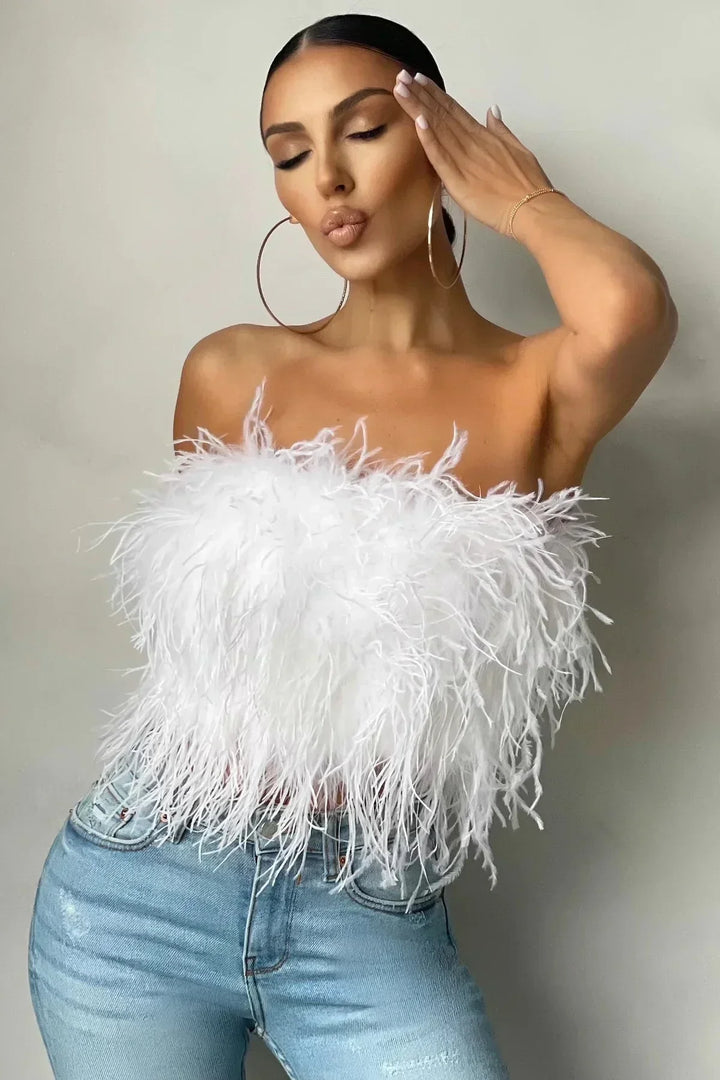 Genevieve | Feather Crop Top