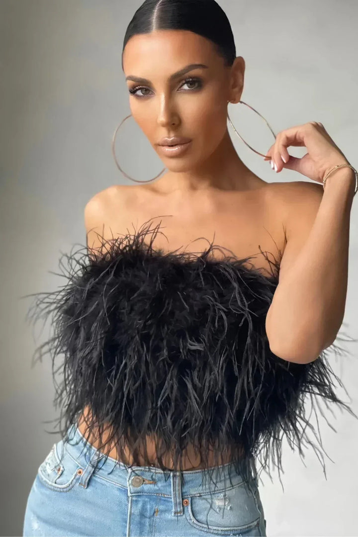 Genevieve | Feather Crop Top