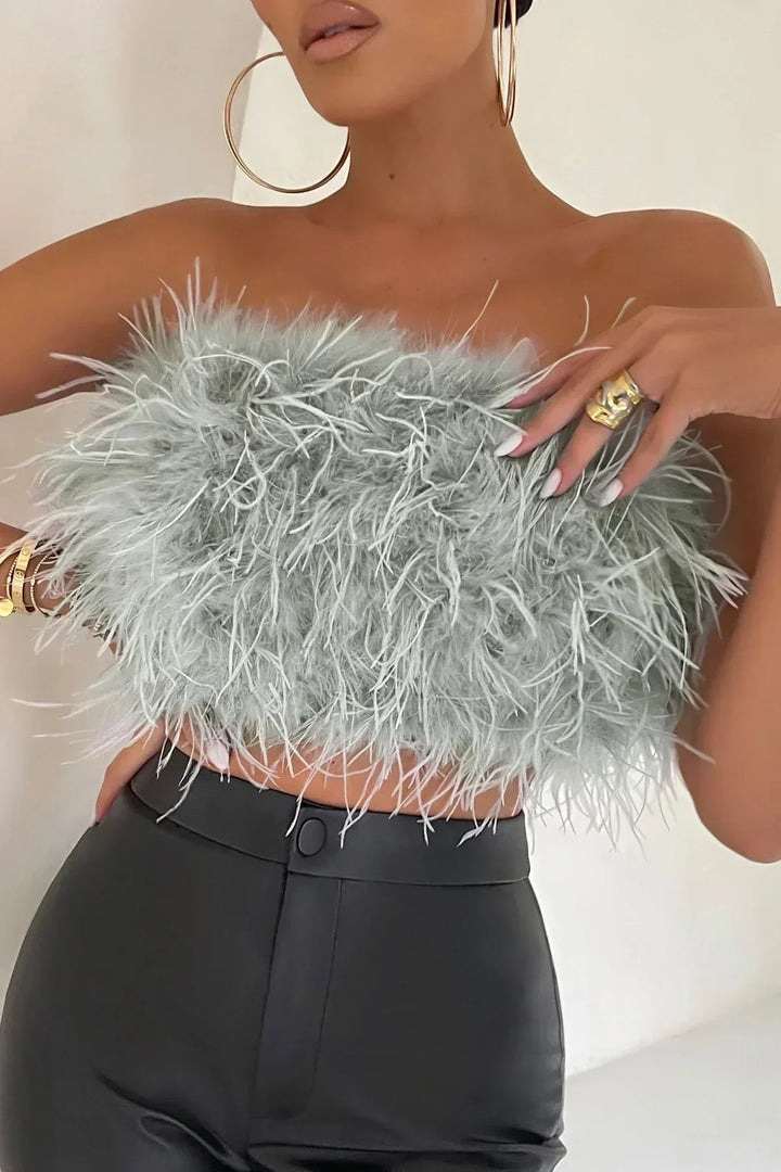 Genevieve | Feather Crop Top