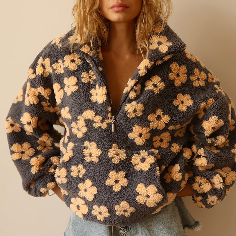 Beeckhoven™ | Warme Fleece Trui Met Bloemenprint