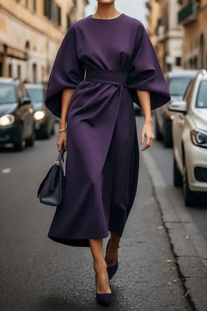 Samara | Elegant Balloon-Sleeve Midi Dress
