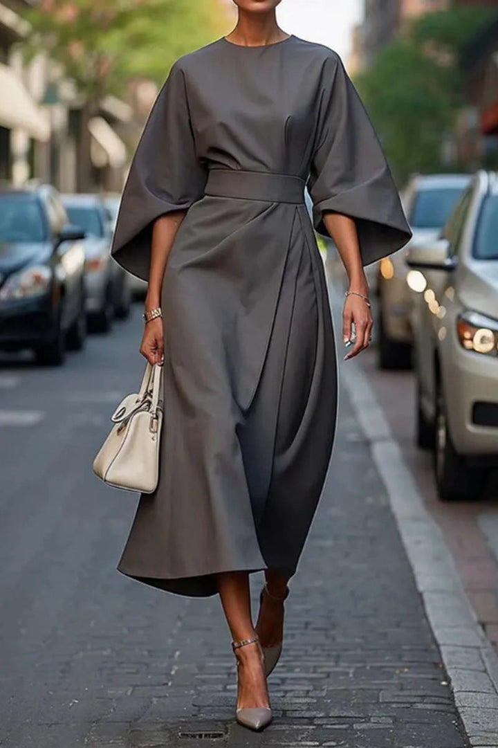 Samara | Elegant Balloon-Sleeve Midi Dress