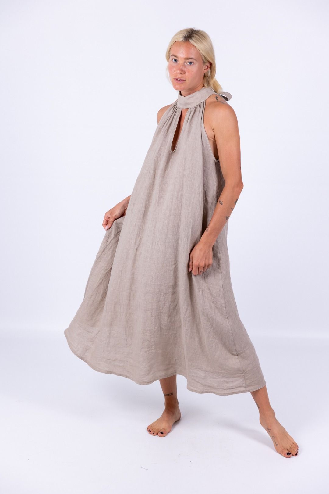 Linnen mouwloze jurk